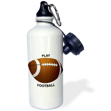 3dRose Play Football, Sports Water Bottle, 21oz (Best Water Bottle For Football)