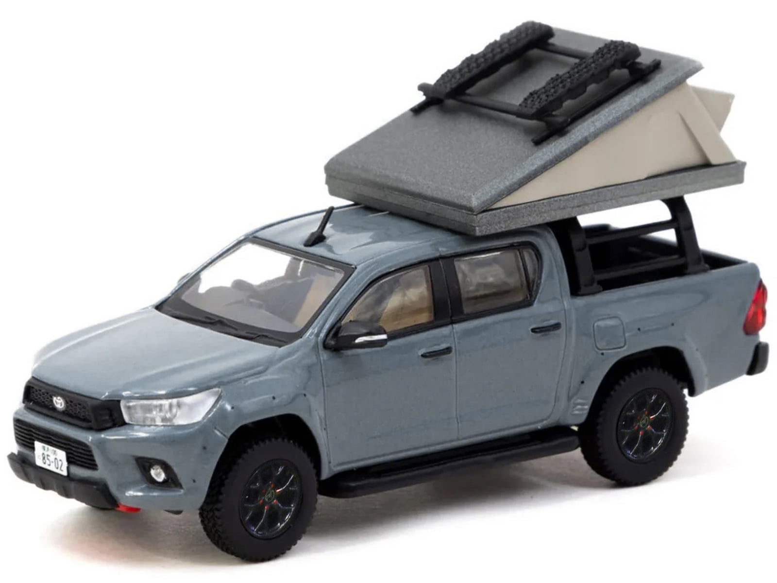 Toyota Hilux Pickup Truck RHD Gray with Camping Equipment "Road64" Series 1/64 Die Cast Model Car by Tarmac Works