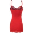 thumbnail image 3 of Bozzolo Women Junior & Plus Adjustable Spaghetti Strap Lace Trim Tunic Tank Top Camisoles, 3 of 5