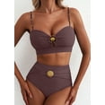 thumbnail image 5 of SHEWIN Womens Swimsuits Bathing Suits 2 Piece Bikini Sets High Waisted Cut Out Modest Swimsuit Full Coverage Beach Outfits Brown L, 5 of 11