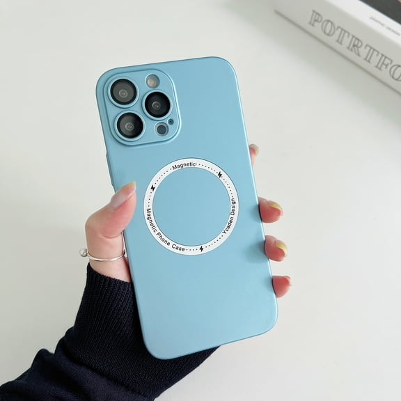 ELEHOLD for iPhone 13 Pro 6.1 inch Slim Case, Built-in Magnetic Ring Compatible with MagSafe Support Wireless Charging Lens Protective Film Screen Protection Anti-Scratch Shockproof Case,Blue