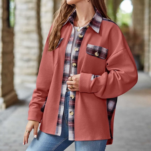 Puntoco Coat Chaqueta De Punto Estampada Para Mujer Camisa A Cuadros Suelta Chaqueta De Solapa De Manga Larga Liquidación Puntoco Puntoco-1