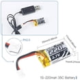 thumbnail image 7 of 4pcs 3.7V 220mAh LiPo Battery 35C W/ 6-in-1 Charger and Cable for E010 JJRC H36, 7 of 7