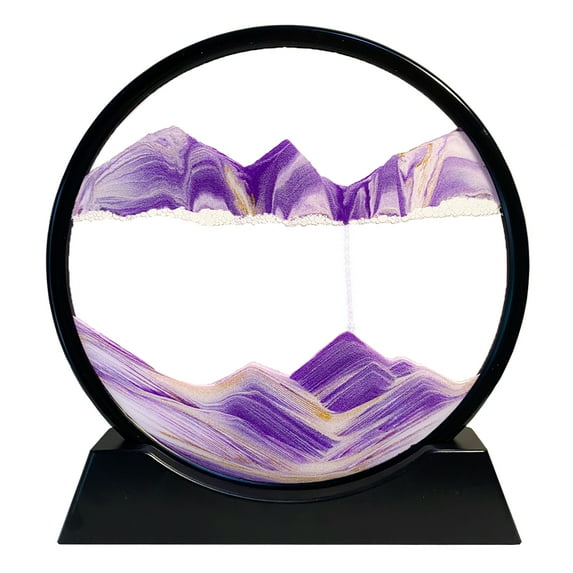 HYUGF Moving Sand Art Picture Decor, 3D Quicksand Relaxing Toy for Home Desktop(Purple, 12")