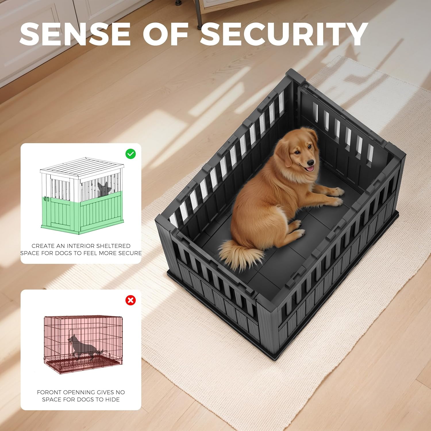 Modern Resin Dog Crate End Table – 2-in-1 Indoor Kennel with Secure Latch for All Sizes – Side/Night Table, Light Brown, 29.6x21.3x25.3in
