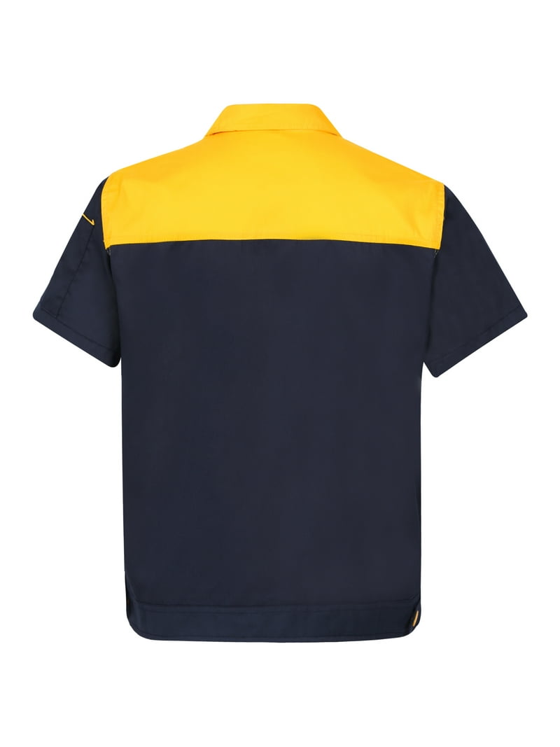 TiaoBug Mens Short Sleeve Basic Industrial Work Shirt Color Block