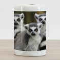thumbnail image 2 of Lemur Ceramic Toothbrush Holder, Photo of 3 Ring Tailed Wild Animals Watching Carefully, Decorative Versatile Countertop for Bathroom, 4.5" X 2.7", Fawn Pale Mauve Taupe, 2 of 4