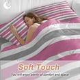 thumbnail image 4 of Pink Gray Bedding Duvet Cover Set Twin Size 4 Pieces White Stripe Soft Twill Plush Quilt Cover, Include 1 Duvet Cover 1 Flat Sheet And 2 Pillow, 4 of 7