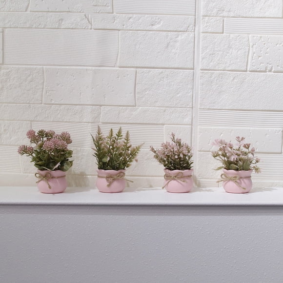 Las mejores plantas falsas rosas en maceta para decoración del hogar: mini flores artificiales con maceta para boda, accesorios fotográficos y decoración de escritorio