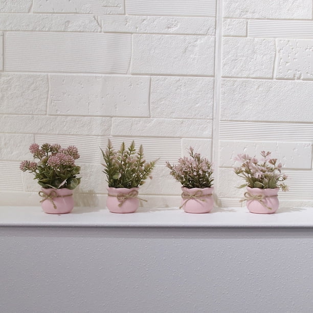 Plantas Artificiales De Plástico En Maceta Pequeña planta artificial rosa en maceta, mini planta esférica para decoración del hogar y accesorios de fotografía (1 unidad) JASKFLY