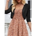 thumbnail image 6 of EMMIOL Women's Bolero Shrug 3/4 Sleeve Cropped Cardigan Knit Sweaters Open Front Casual Elegant Jacket for Dresses, 6 of 8
