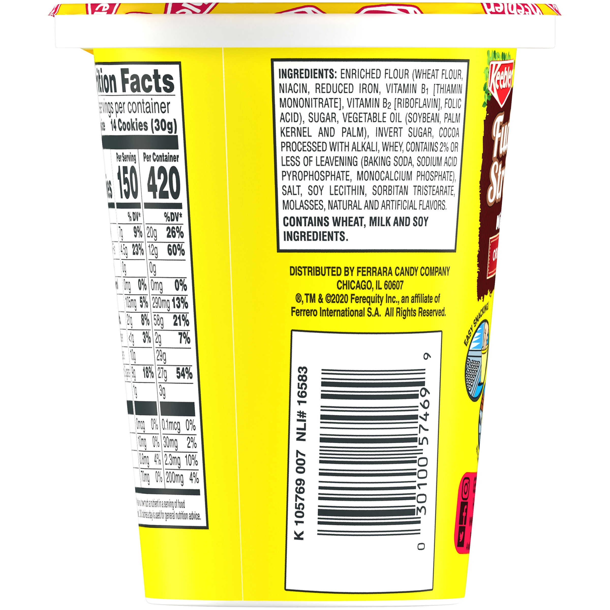 KEEBLER FUDGE STRIPES Minis Original Cookies 3 oz. Cup