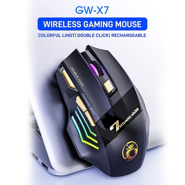 Kuymtek iMice GW-X7 7 Botones 2.4G RGB Ratón inalámbrico Silencio Ergonómico Gaming Office Ratones