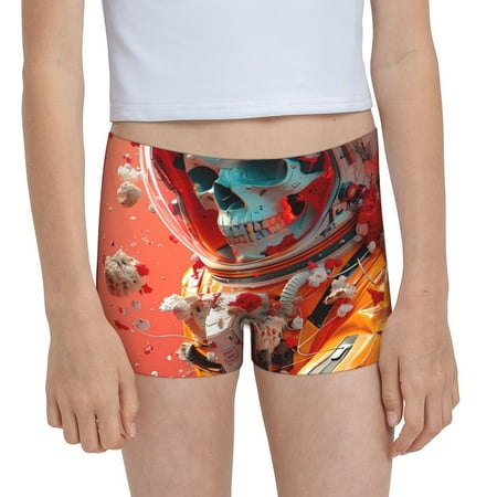 Pofeuu Space Skeleton Art Print Soft Cotton Girls Boyshort panties Toddler Underwear-Medium