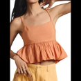 thumbnail image 2 of Camisola Babydoll Sin Mangas con Tirantes Finos y Dobladillo con Volantes Y2K para Mujer Color Naranja M, 2 of 8