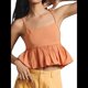 thumbnail image 2 of Camisola Babydoll Sin Mangas con Tirantes Finos y Dobladillo con Volantes Y2K para Mujer Color Naranja S, 2 of 8