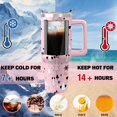 thumbnail image 2 of 40 OZ Christmas Gift Tumbler with Handle and Straw Pink Christmas Tree Steel Double Walled Vacuum Insulated Cup, Cute Holiday Gifts for Women Girls, 2 of 6