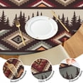 thumbnail image 4 of Elasticized Round Tablecloth with Bohemian Floral Print, Secure Fit for 52-56 Inch Tables, Machine Washable Fabric, 4 of 7