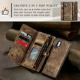 thumbnail image 5 of For Samsung Galaxy Note 10 Plus Wallet Case,Multi-Functional Retro Leather Purse Flip Cover Zipper Wallet Case with Removable Card Slots Pocket & Detachable Wrist Strap Magnetic Phone Case, Darkbrown, 5 of 9