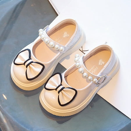

Cathalem Shoes Size 6 for Girls Fashion Spring Summer Children Casual Shoes Girls Dress Shoes Bowknot Pearl Hook Loop Comfortable Shoes Beige 2 Years