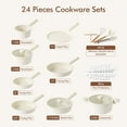 thumbnail image 4 of SENSARTE 24-Piece Ceramic Pots and Pans Set, Cream White Induction Nonstick Cookware Set, Healthy Kitchen Cooking Sets with Stay-Cool Handles, Dishwasher Safe, Stackable, 4 of 8