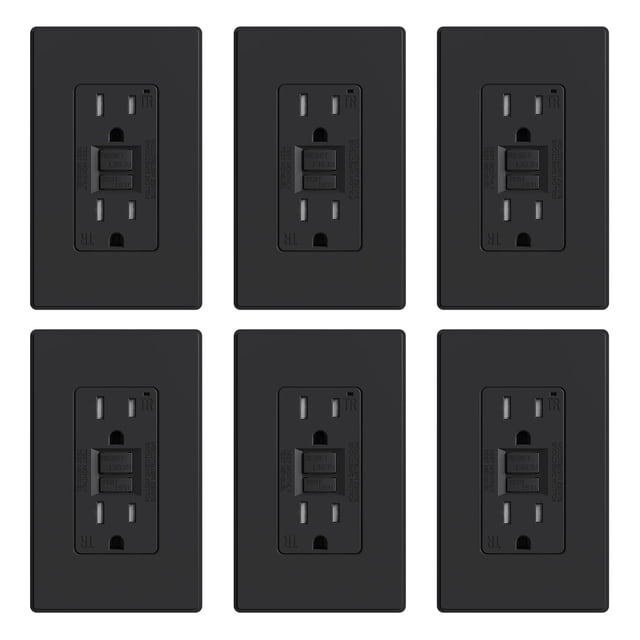 Salida GFCI ELEGRP de 15 amperios con autocomprobación con diseño más delgado, paquete de 6