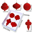 thumbnail image 4 of Set of 4 Flocked Christmas Ball Ornaments Red - Velvet Finish Holiday Tree Decorations with Festive Shimmer, 4 of 6