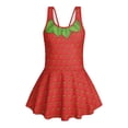 thumbnail image 4 of COEQINE Girls One Piece Swimsuit with Skirt, Scoop Neck & V Back Fashion Swimming Bathing Suit Sleeveless Summer Beach Swimwear for Kids Age 3-4, Strawberry, 4 of 8