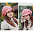 thumbnail image 3 of Las mujeres de invierno de punto caliente gorro de lana Esquí casquillo con la visera (rosa), 3 of 4