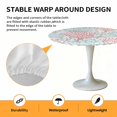 thumbnail image 2 of Elastic Fitted Round Tablecloth, Red Blue Coral Coastal Waterproof Stretch Table Cover for 45"-54" Tables, Summer Beach Seaside Nautical Washable Outdoor Tablecloths for Patio, Picnic, Camping, 2 of 9