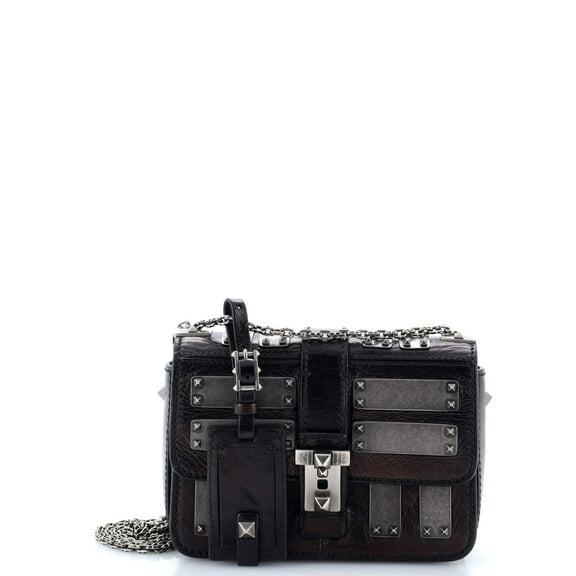 Pre-Owned B-Rockstud Shoulder Bag Glazed Leather with Metal Embellishment Micro By Rebag