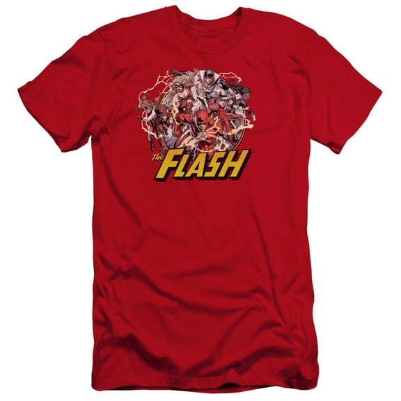 JLA Justice League Flash Family Premium Canvas Adult Slim Fit 30/1 T-Shirt Red