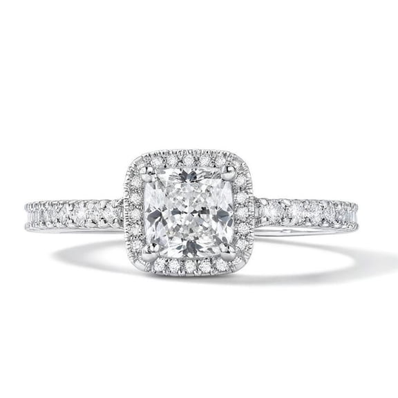 Cushion Cut Moissanite Engagement Ring - Bridal Set - Diamond Ring - 18k White Gold Over Silver