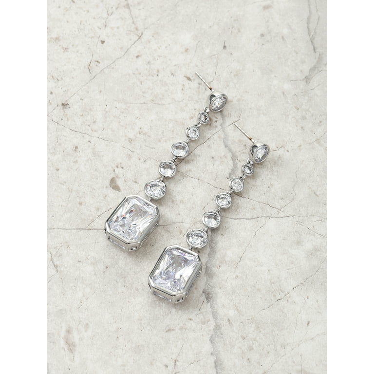 Believe by Brilliance Women's Fine Silver Plated Linear Drop