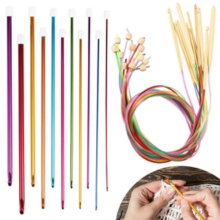 Faginey ABS Plastic Afghan Tunisian Crochet Hook Set with Cable Carpet Rug Weave Knitting Needles 12pcs, Crochet Hooks with Cable,Afghan Crochet Hooks