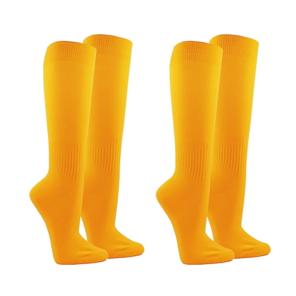 Couver Unisex Soccer Knee High Athletic Socks, 2 Pairs, Medium, Like Brazil Yellow