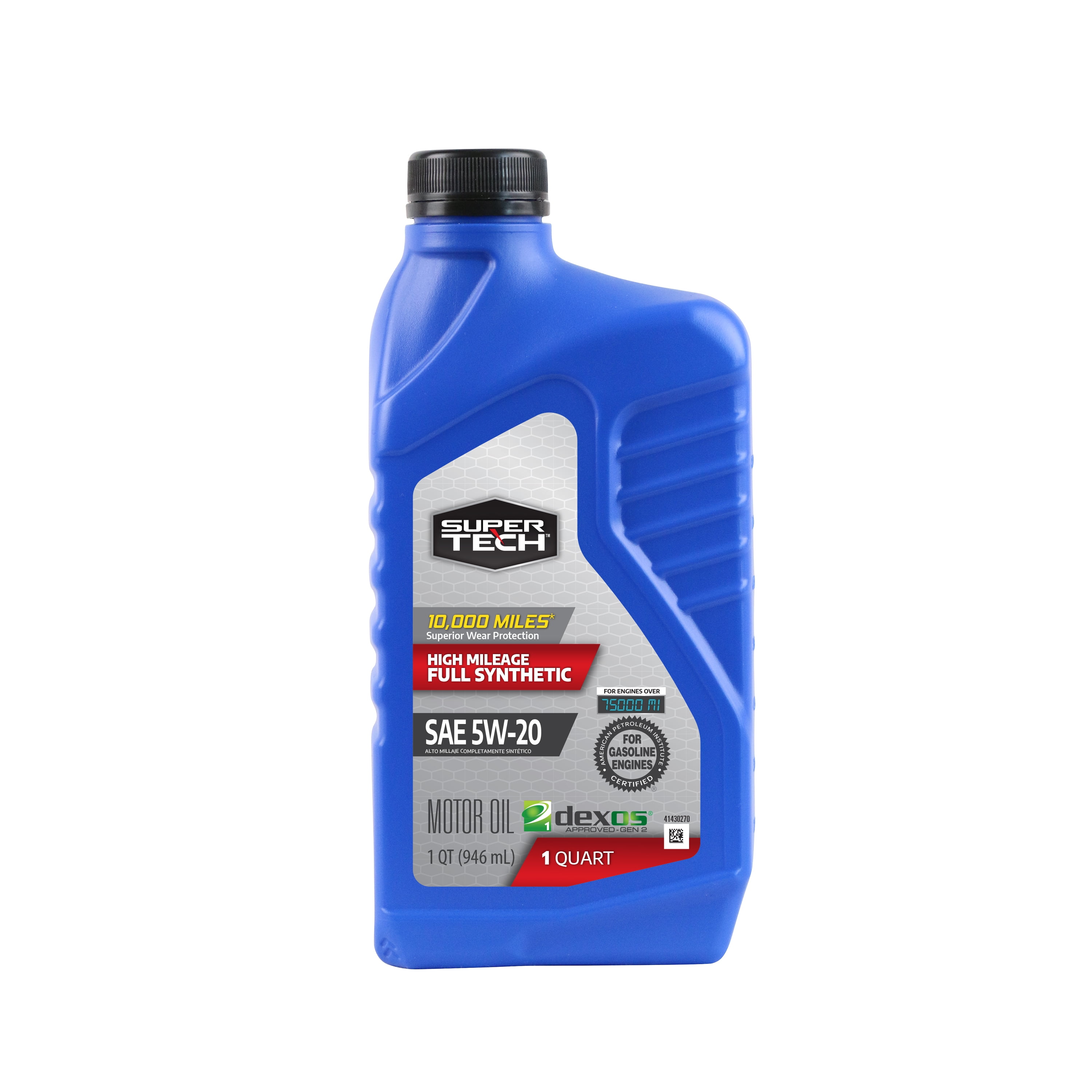 Super Tech High Mileage Full Synthetic SAE 5W-20 Motor Oil, 1 Quart