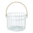 thumbnail image 1 of Storage Basket with Solid Wood Handle Wrought Iron Hollow Storage Basket Vegetable Fruit Snack Storage for Living Room Kitchen, 1 of 9