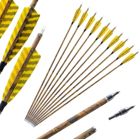 SHARROW 30 Hunting Arrows Feather Fletched Arrows 500 Spine (12 Pack)