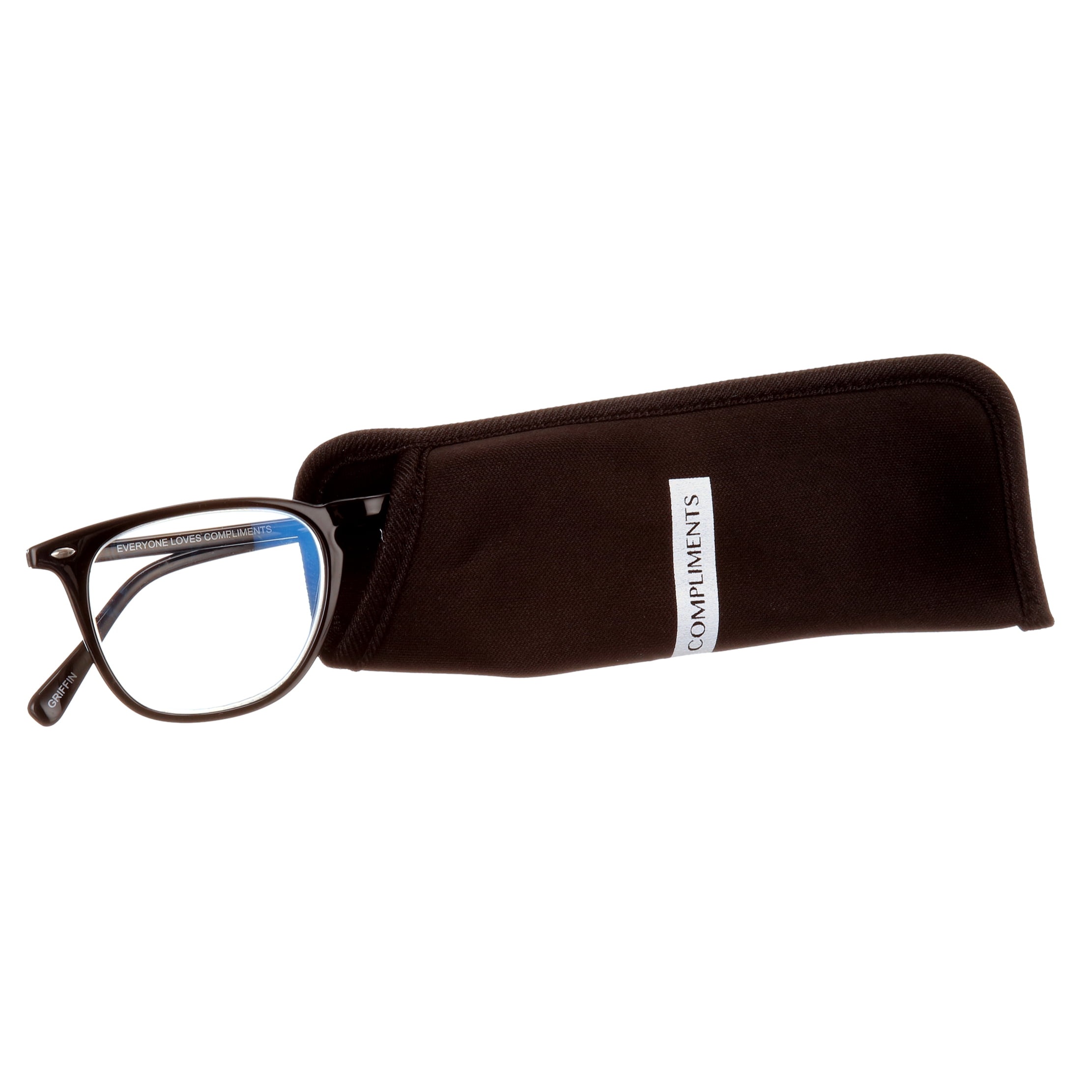 Compliments by DIFF Eyewear Griffin Blue Light Reading Glasses for Men Black +2.5