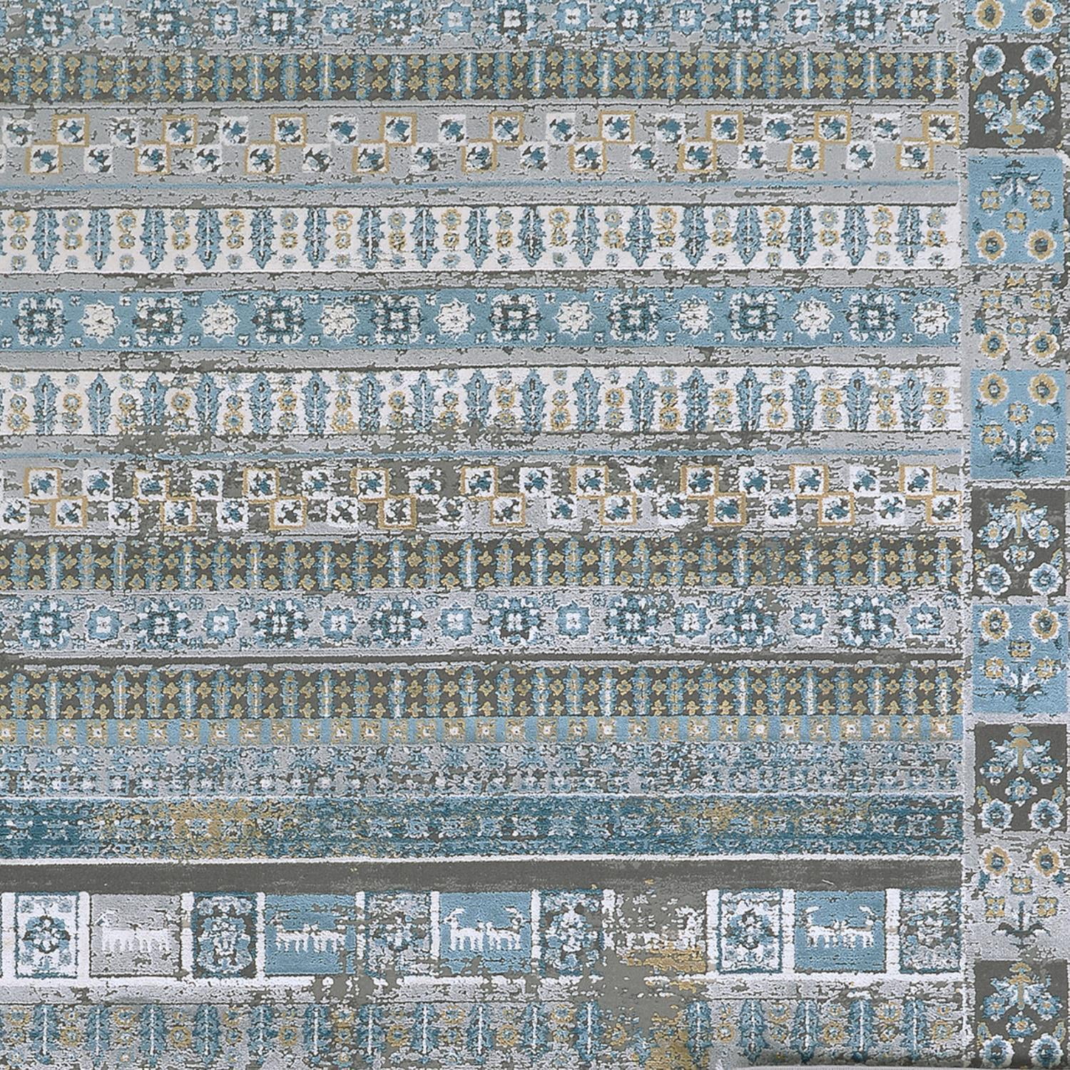 Couristan Siena Tessera 6'6" x 9'6" Blue-Gold-Steel Area Rug