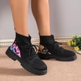 thumbnail image 4 of Styesk Bottes pour Femmes Bottines Rétro Élastiques pour Femmes Mode Talon Plat Bout Rond Talon Plat Fronces Chaussures Tricotées Brodées Bottes de Travail pour Femmes, 4 of 7