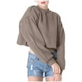 thumbnail image 6 of Besolor Women's Casual Cropped Sweatshirts Crew Neck Long Sleeve Solid Color Pullover Fall Tops Blouse, 6 of 6
