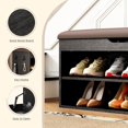 thumbnail image 3 of Entryway Shoe Bench with Storage, 2-Tier Shoe Rack Organizer, Shoe Storage Bench with Padded Seat, Lift Top Shoe Storage Bench for Entryway Hallway Living Room (Black), 3 of 8