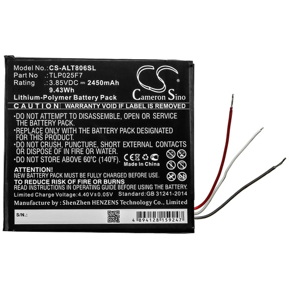 2450mAh TLP025F7 Battery for Alcatel OT-8068 1T 7"