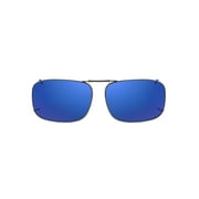 Solar Shield Dioptics ClipOns Unisex Rectangle Fashion Sunglasses Blue Mirror