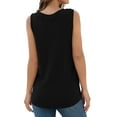 thumbnail image 3 of JWD Womens Waffle Knit Tunic Casual Blouse Sleeveless Cute Twist Knot Tank Tops Black L, 3 of 3