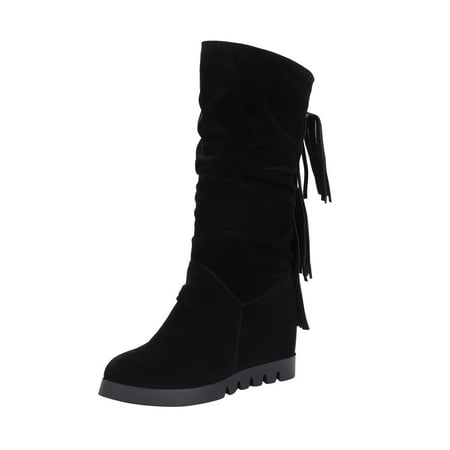 

Boots Clearance Juebong Flat Bottomed Fringed Boots Fashionable Concise Charm Women s Boots