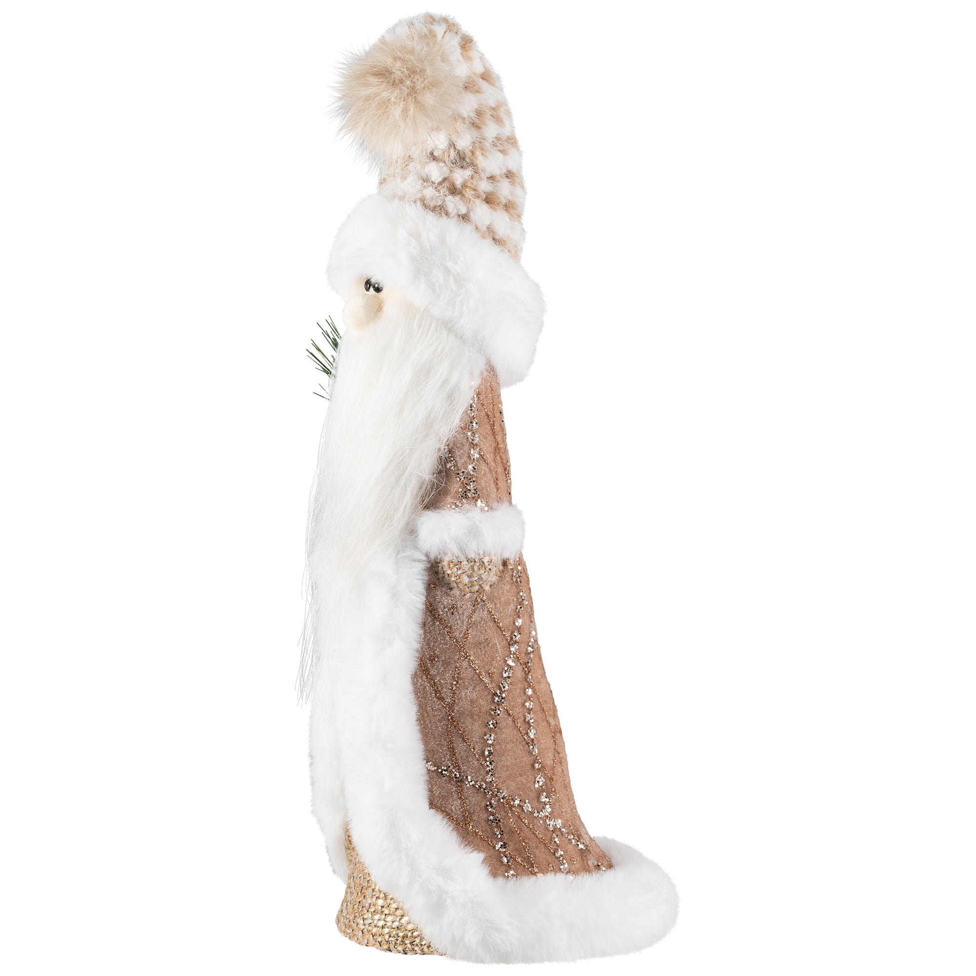 Northlight Santa Gnome Holding Pine Sprigs in Plush Winter Hat Christmas Figure - 19"