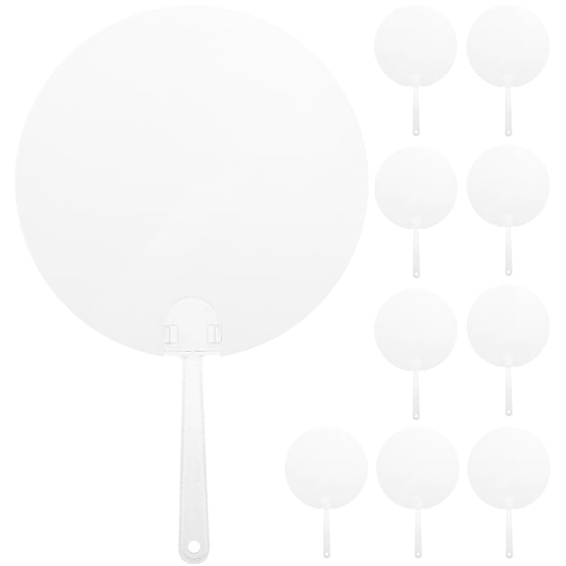 Shisuyan 10pcs Round Hand Fan Transparent Blank Diy Fan Multi-functional Stage Performance Fan